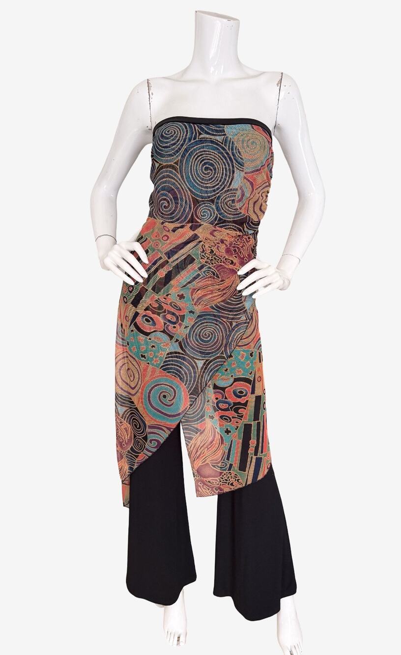 Cache Vintage Y2K Layered Tunic Jumpsuit One Piece Mesh Fairy Whimsigoth XS